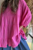Driftwood Bell Sleeve Smock Top Hot Pink